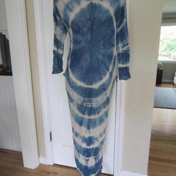 DEMYLEE Linen Blue & Off-White Tie-Dye Open Front Long Cardigan – Small - Picture 4 of 7